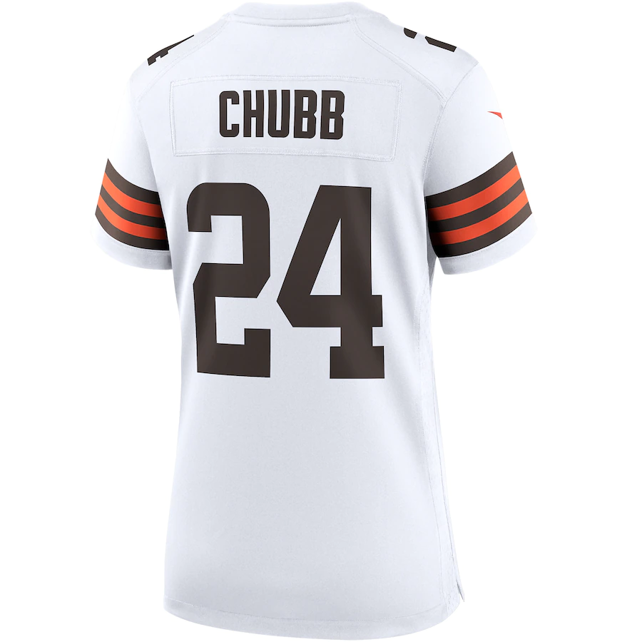 Women's Cleveland Browns Nick Chubb White Game Jersey
