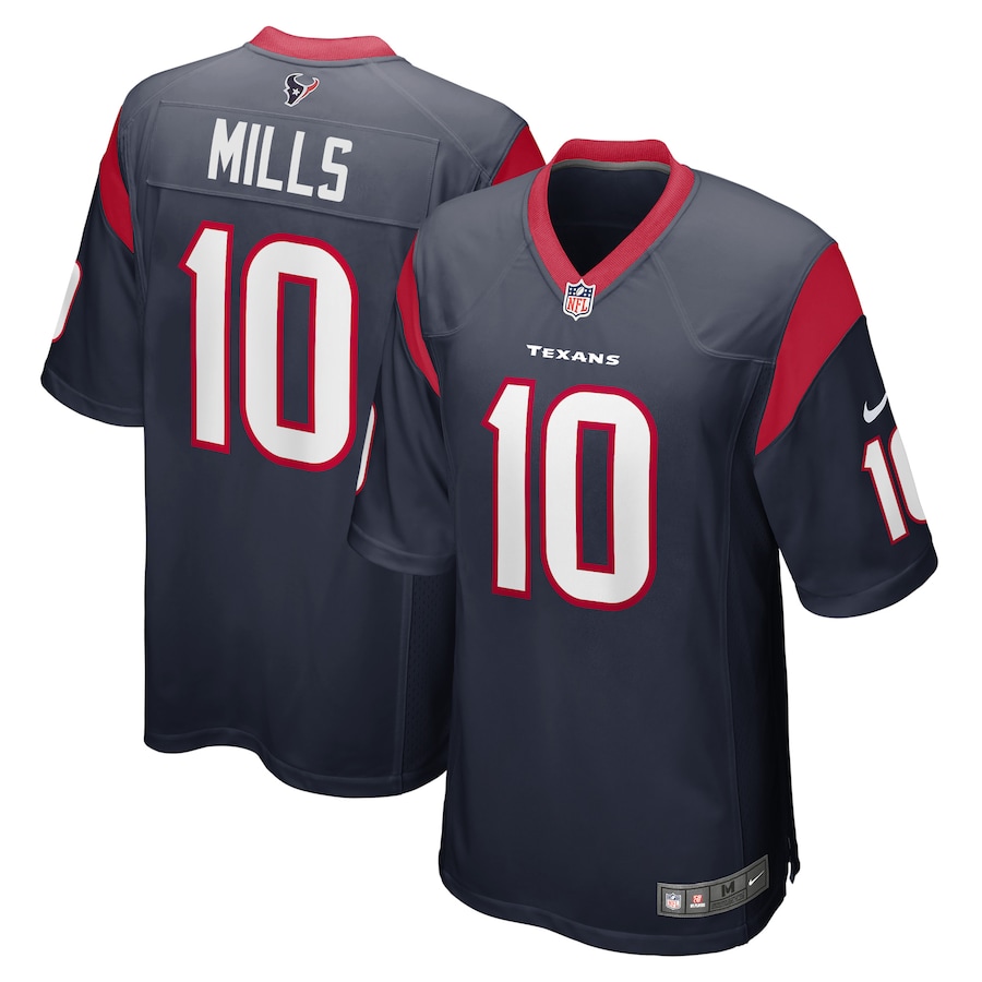 Men's Houston Texans Davis Mills Navy Game Jersey