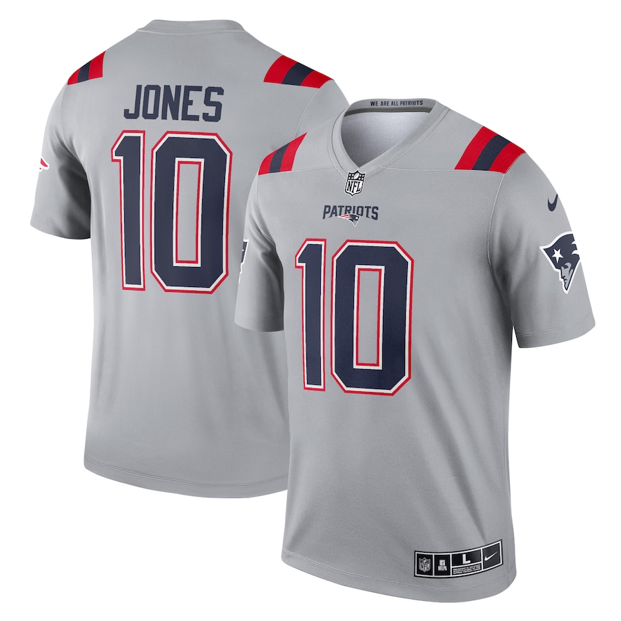 Men's New England Patriots Mac Jones Gray Inverted Legend Jersey