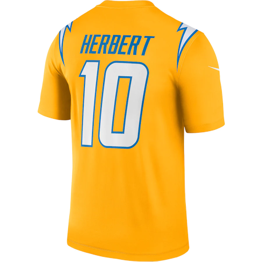 Men's Los Angeles Chargers Justin Herbert Gold Inverted Legend Jersey