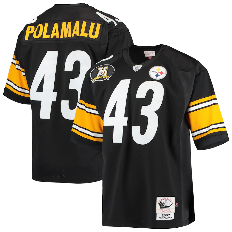 Men's Pittsburgh Steelers Troy Polamalu Mitchell & Ness Black 2007 Authentic Retired Player Jersey