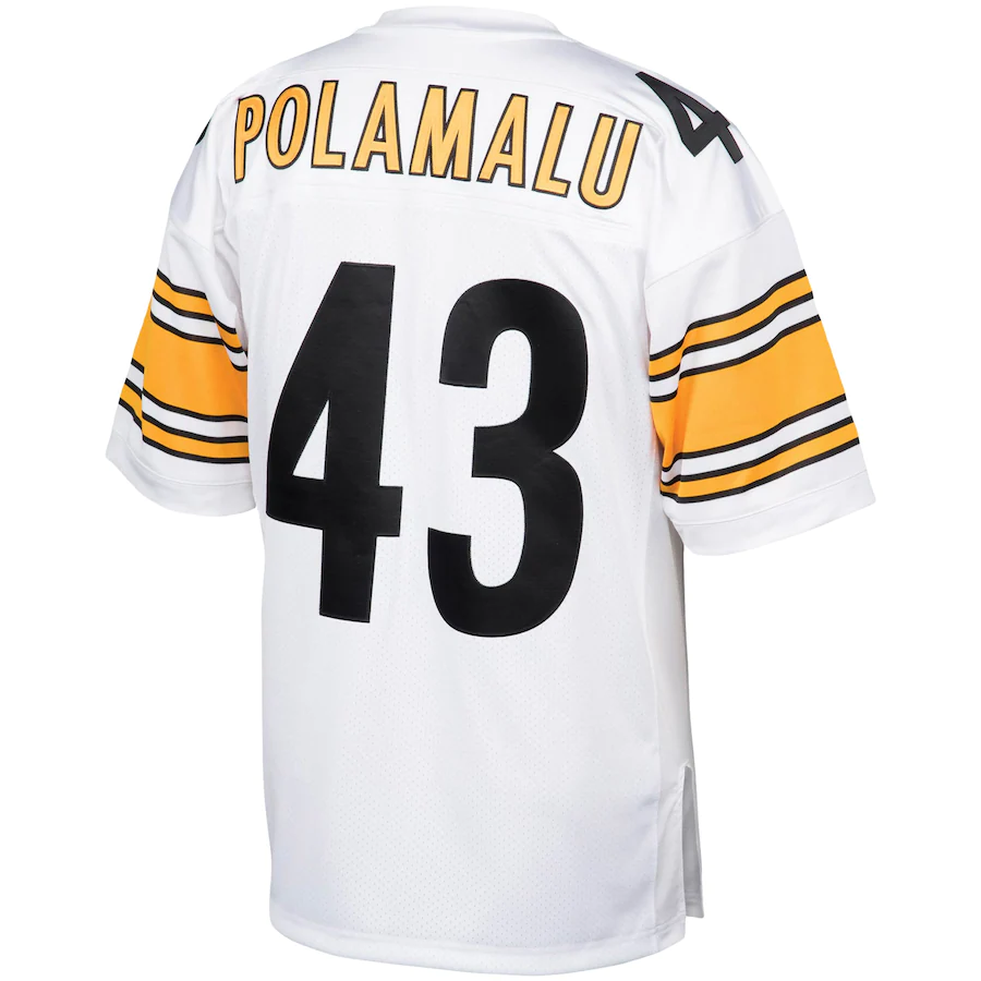 Men's Pittsburgh Steelers Troy Polamalu Mitchell & Ness White 2005 Authentic Throwback Retired Player Jersey