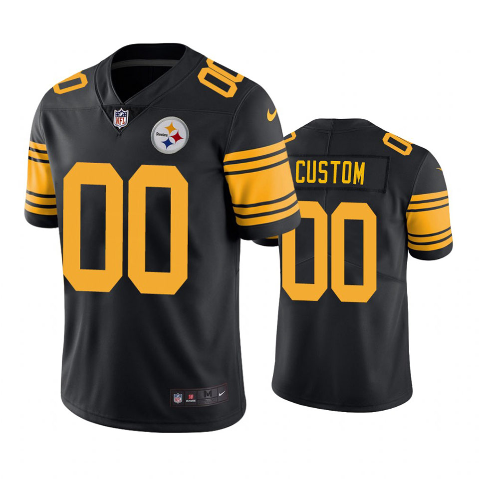 Custom Pittsburgh Steelers Black Color Rush Limited Jersey