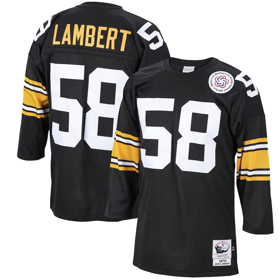 Men's Pittsburgh Steelers Jack Lambert Mitchell & Ness Black 1975 Authentic Retired Player Jersey