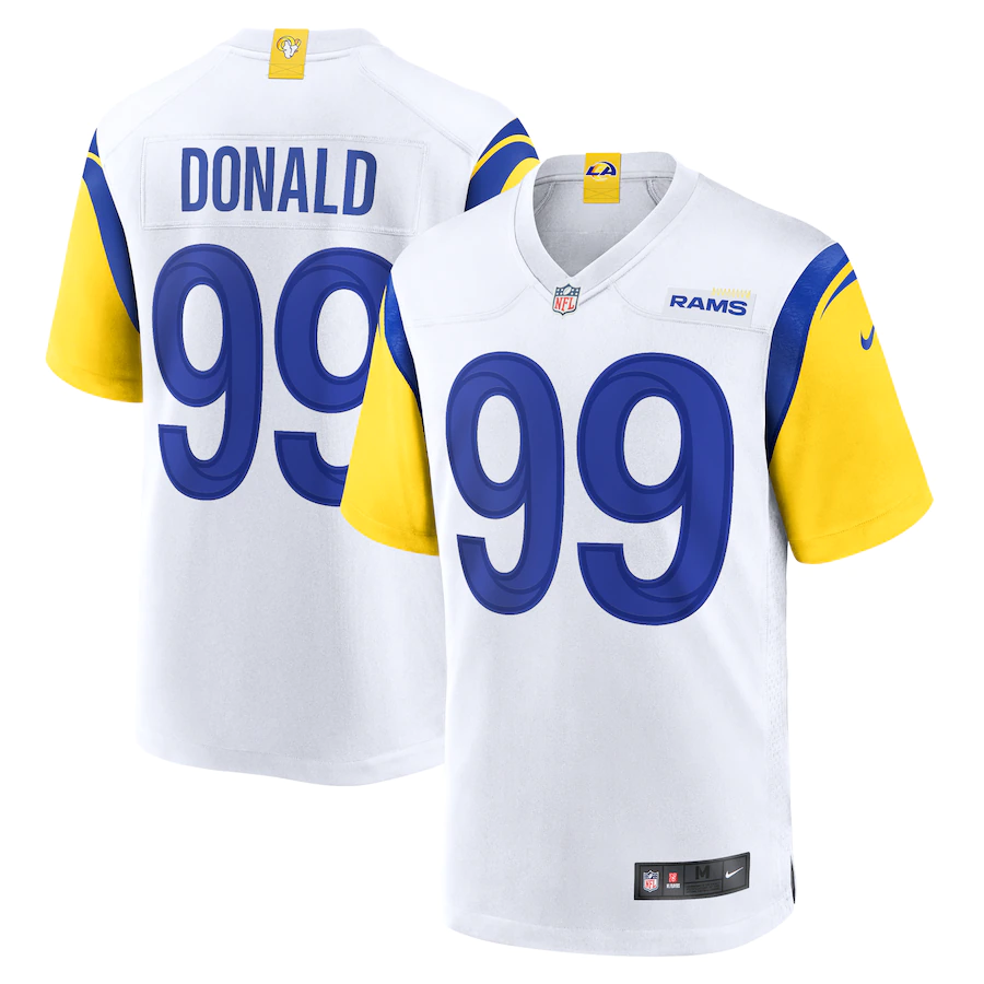 Men's Los Angeles Rams Aaron Donald White Game Player Jersey