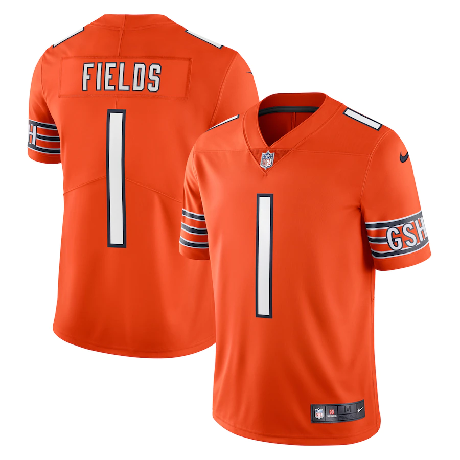 Chicago Bears Justin Fields Orange Vapor Limited Jersey