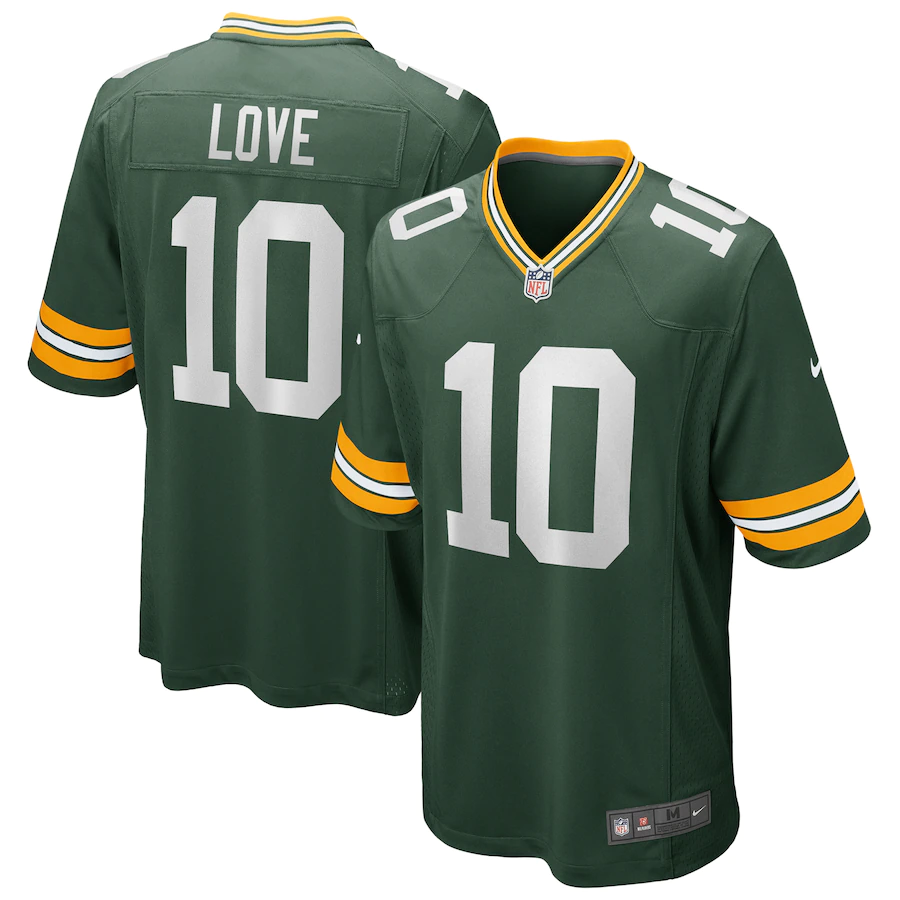 Men's Green Bay Packers Jordan Love Green Game Jersey