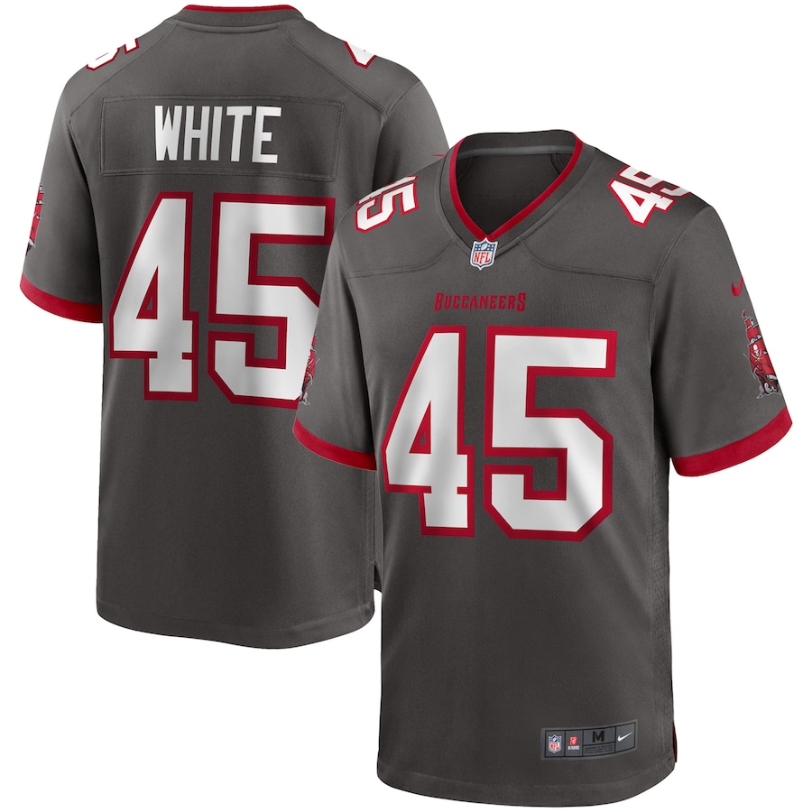 Men's Tampa Bay Buccaneers Devin White Pewter Game Jersey
