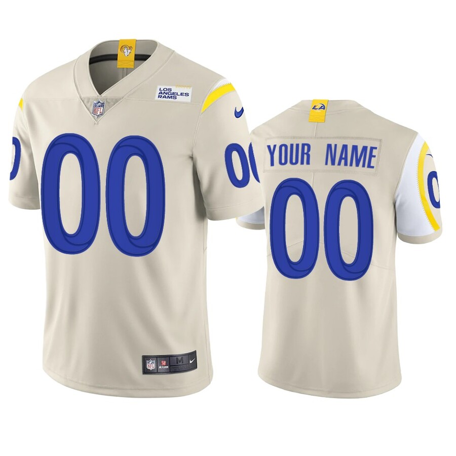 Custom Los Angeles Rams Bone Vapor Limited Jersey