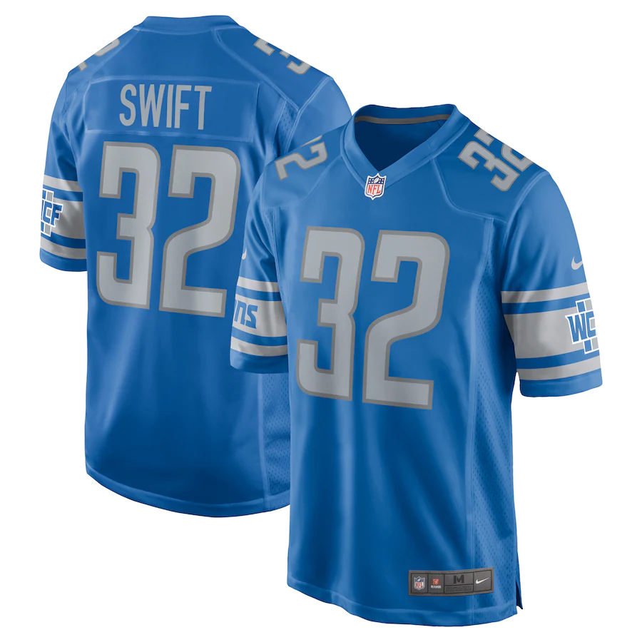 Men's Detroit Lions D'Andre Swift Blue Team Game Jersey