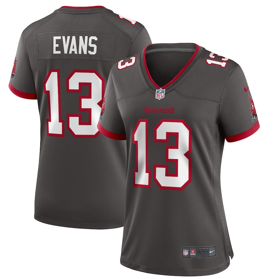Women's Tampa Bay Buccaneers Mike Evans Pewter Alternate Game Jersey