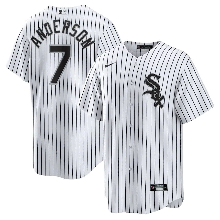 Men's Chicago White Sox Tim Anderson White Black Home Replica Player Jersey