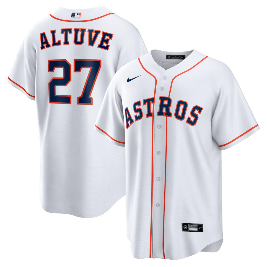 Men's Houston Astros Jose Altuve White Home Replica Player Name Jersey