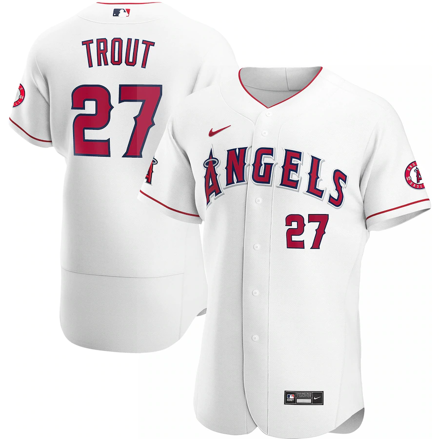 Men's Los Angeles Angels Mike Trout White Home Authentic Player Jersey