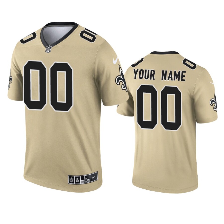 Custom Men's New Orleans Saints Gold Inverted Legend Jersey