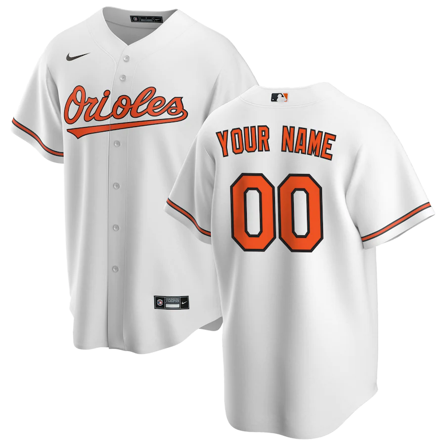 Men's Baltimore Orioles White Home Replica Custom Jersey