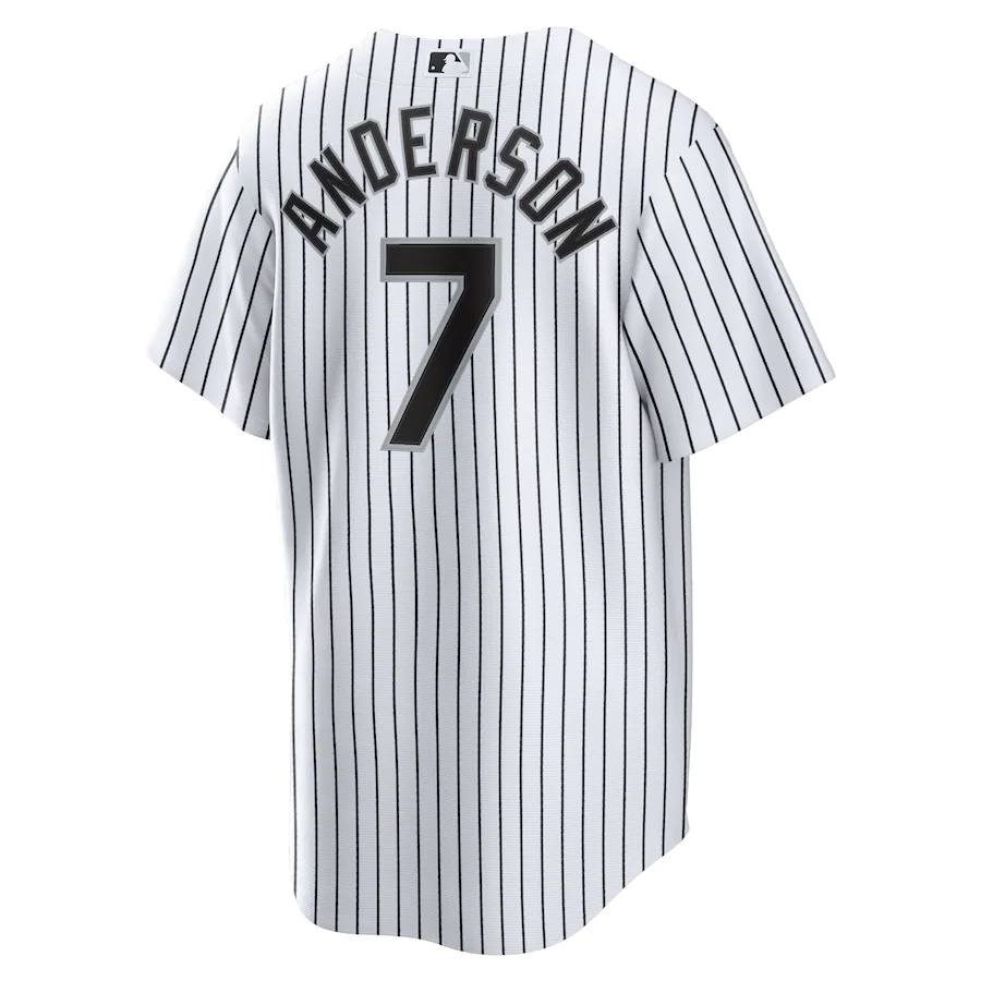 Men's Chicago White Sox Tim Anderson White Black Home Replica Player Jersey
