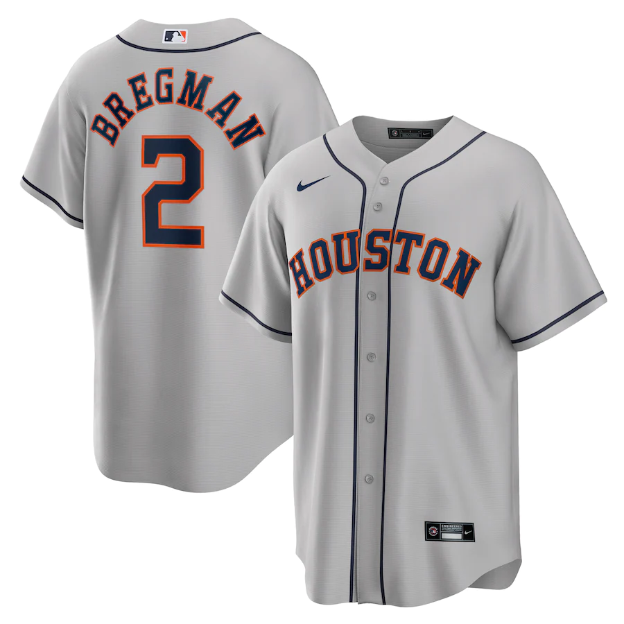Men's Houston Astros Alex Bregman Gray Road Replica Player Name Jersey
