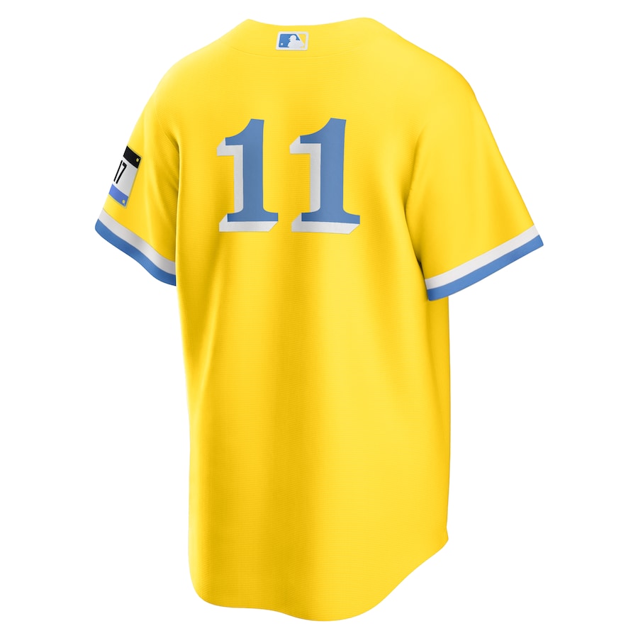 Men's Boston Red Sox Rafael Devers Gold Light Blue 2021 City Connect Replica Player Jersey