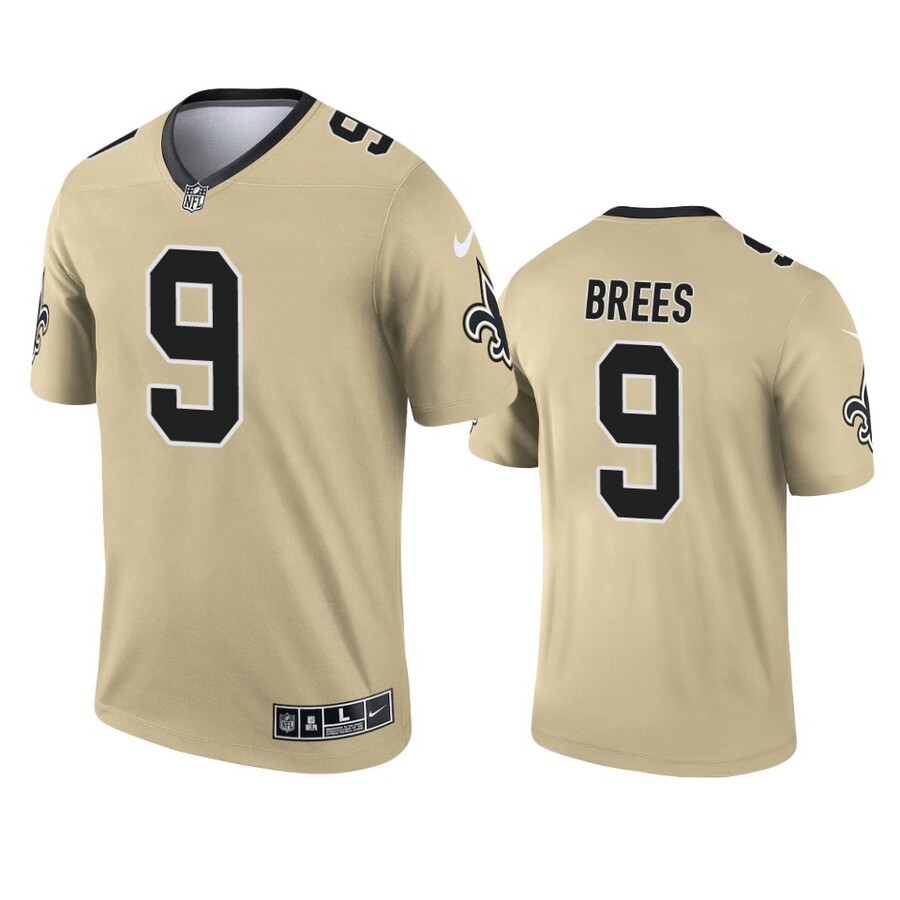 Men's New Orleans Saints Drew Brees Gold Inverted Legend Jersey