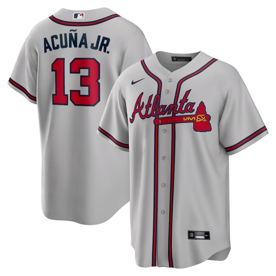 Men's Atlanta Braves Ronald Acuna Jr. Gray Road Replica Player Name Jersey