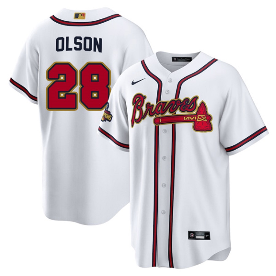 Men's Atlanta Braves Matt Olson White 2022 Gold Program Player Jersey