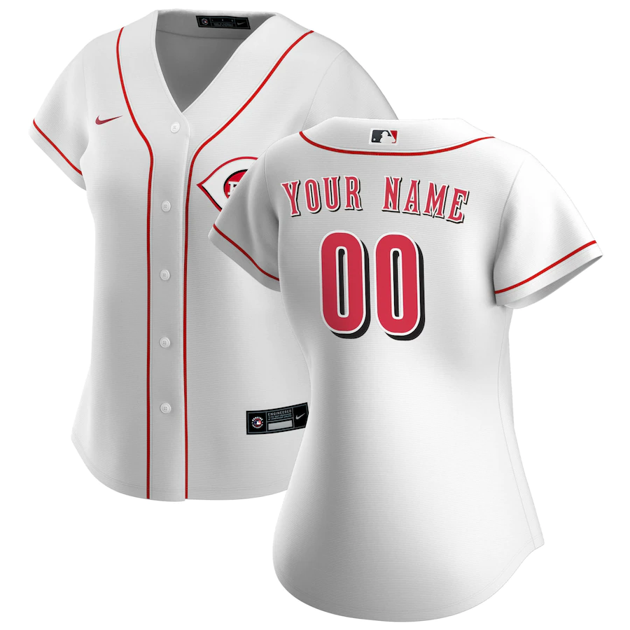 Custom Women's Cincinnati Reds White Home Replica Jersey