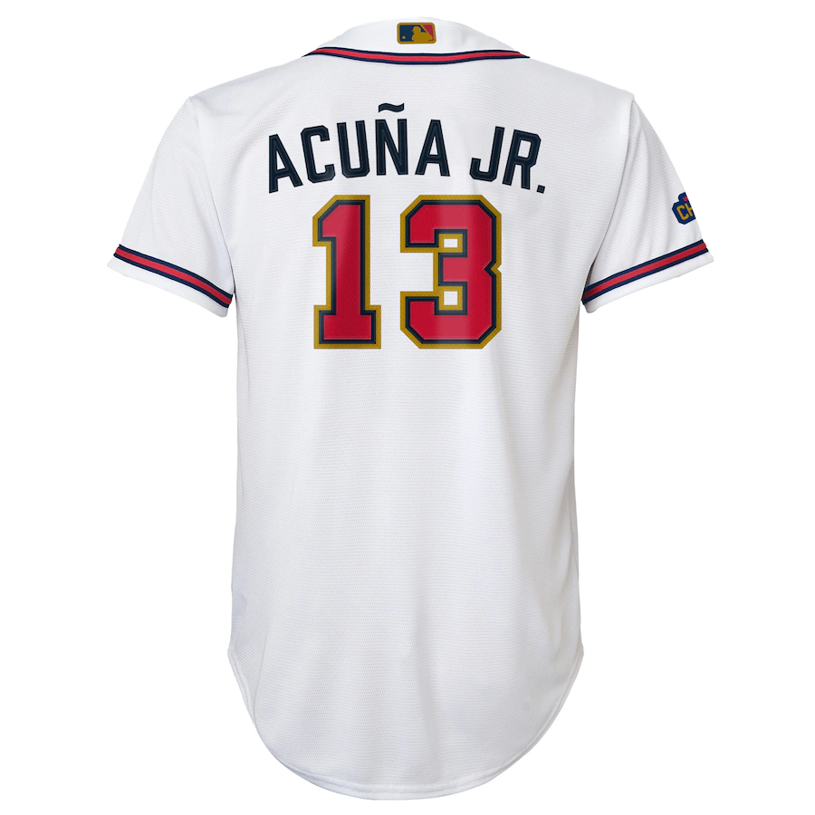 Men's Atlanta Braves Ronald Acuna Jr. White 2022 Gold Program Replica Player Jersey