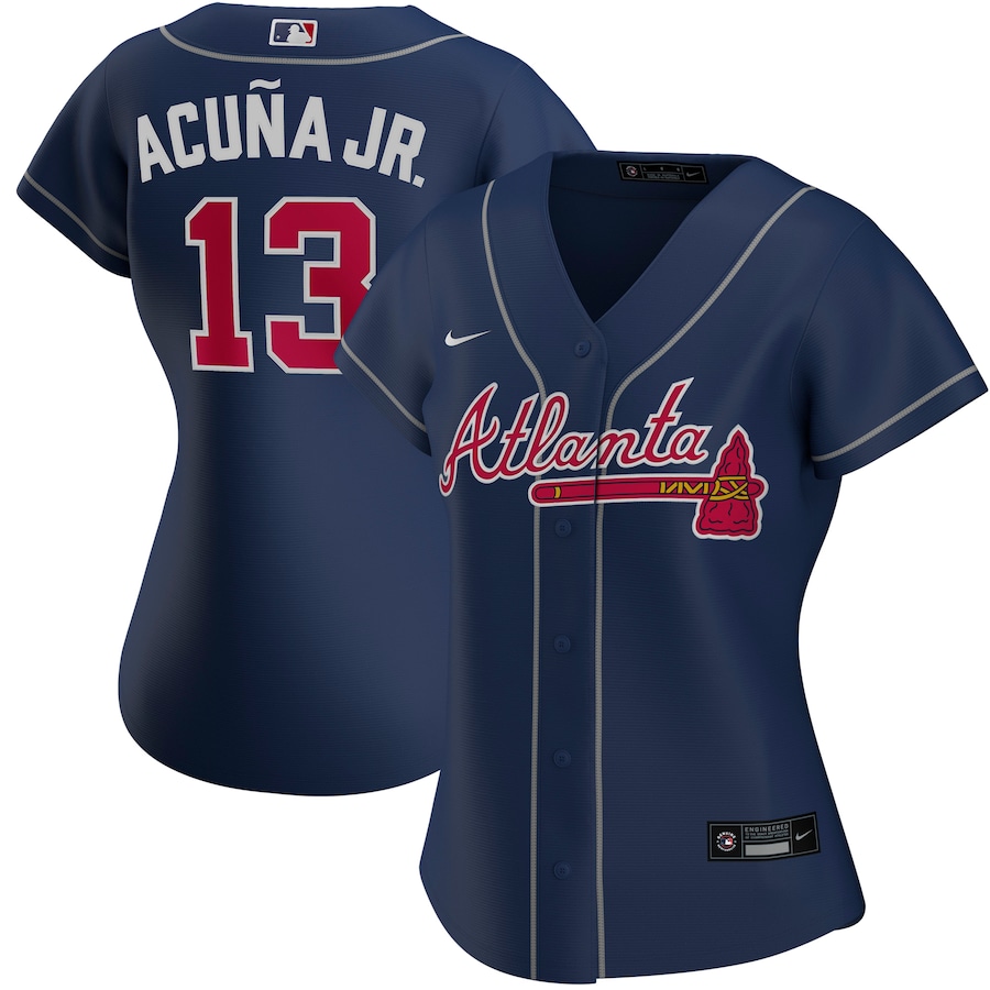 Women's Atlanta Braves Ronald Acuna Jr. Navy Alternate Replica Player Jersey