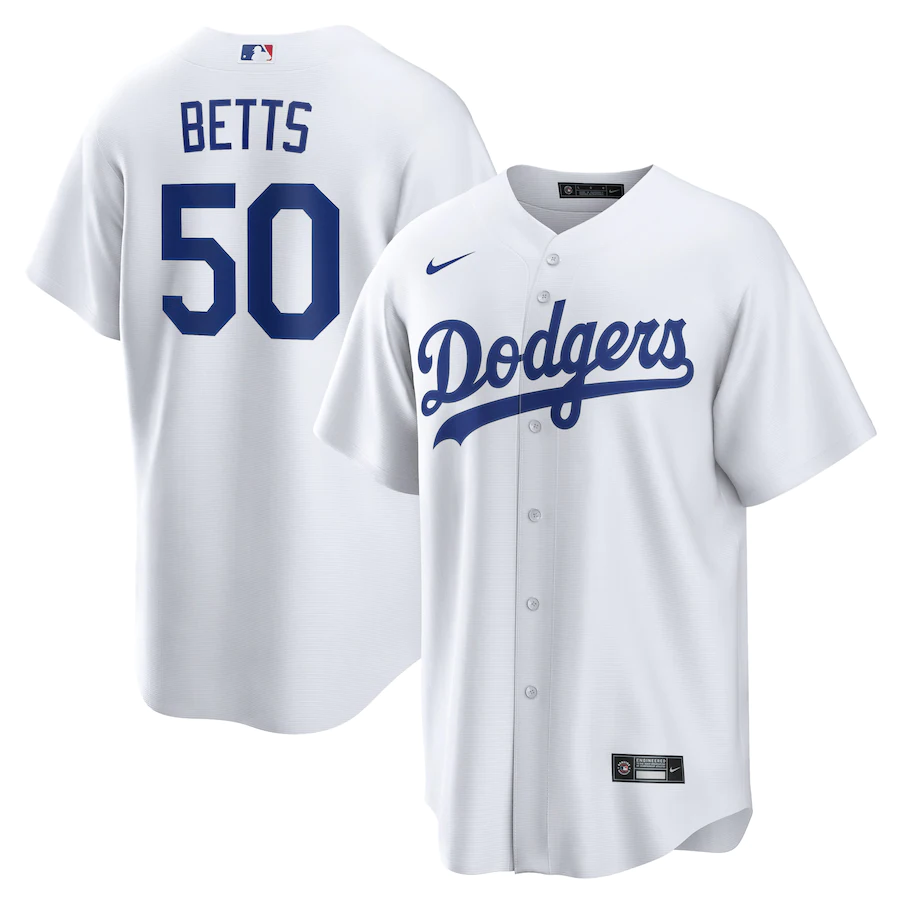 Men's Los Angeles Dodgers Mookie Betts White Home Replica Player Name Jersey
