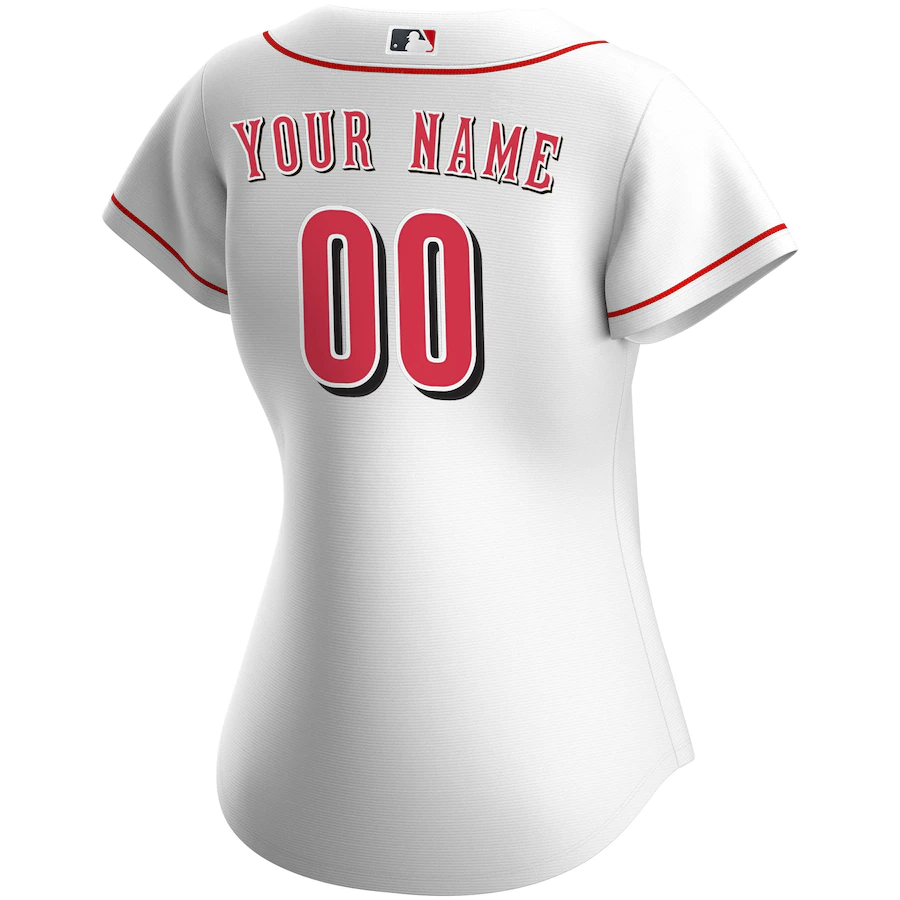 Custom Women's Cincinnati Reds White Home Replica Jersey