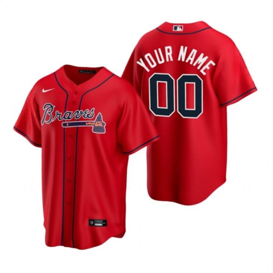 Custom Men's Atlanta Braves Red Alternate Replica Jersey