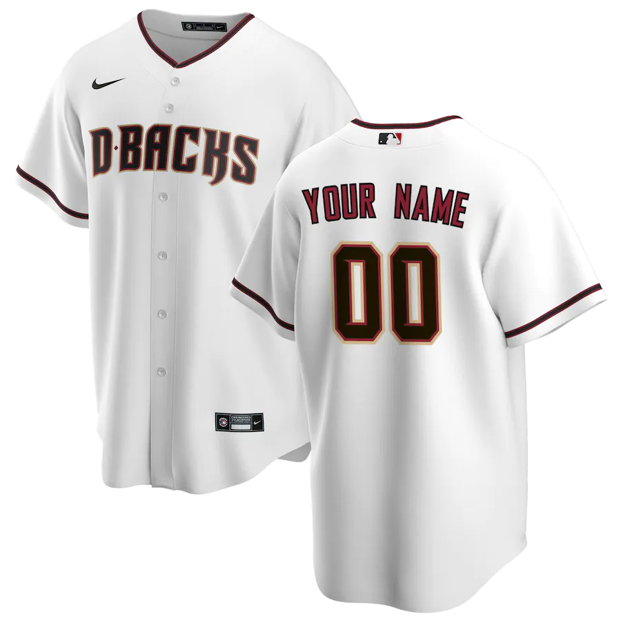 Custom Men's Arizona Diamondbacks White Home Replica Jersey