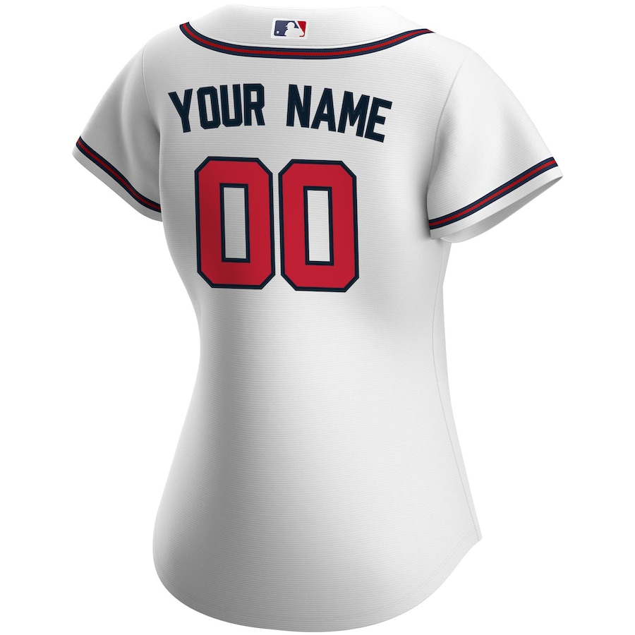Custom Women's Atlanta Braves White Home Replica Jersey