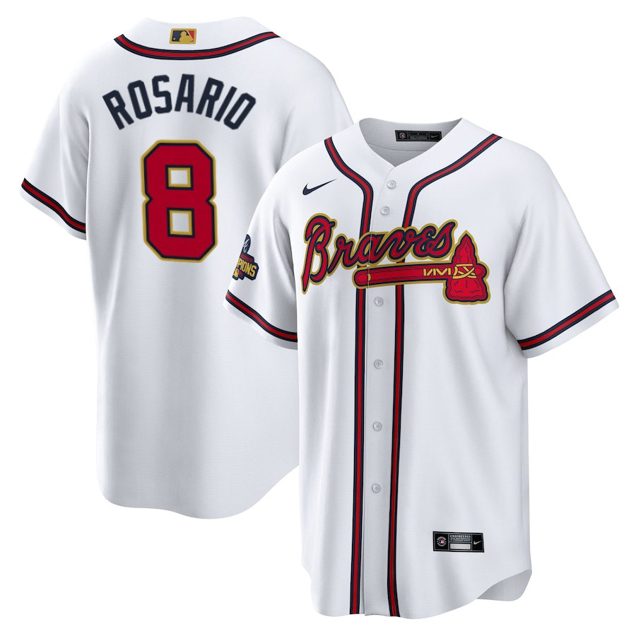 Men's Atlanta Braves Eddie Rosario White 2022 Gold Program Player Jersey