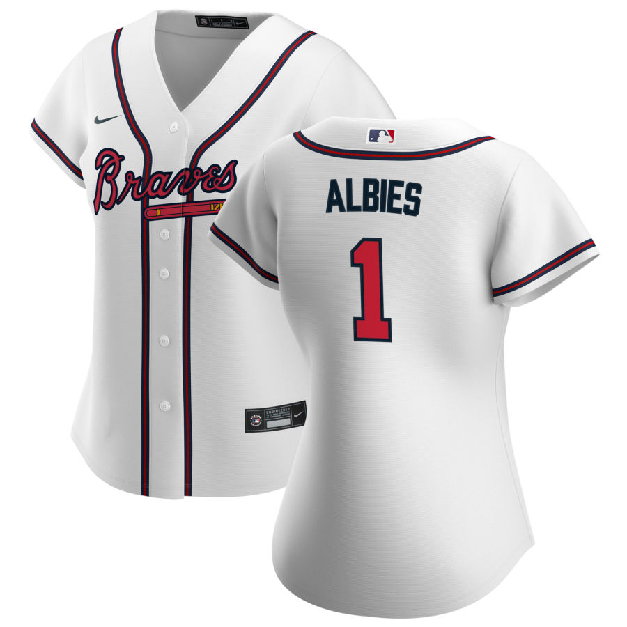 Women's Atlanta Braves Ozzie Albies White Home Game Jersey