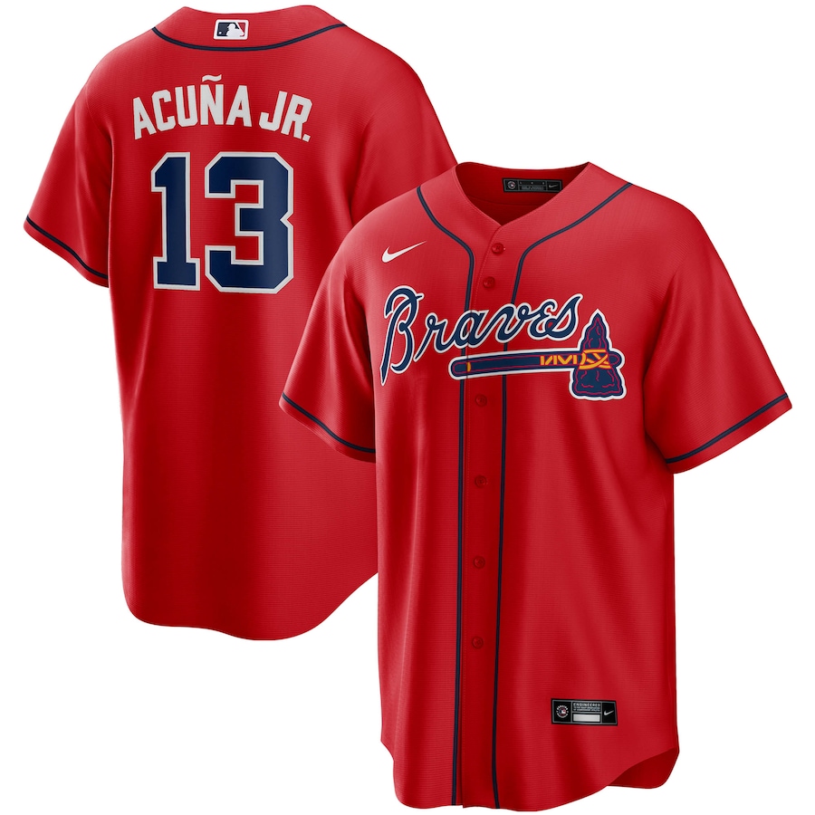 Men's Atlanta Braves Ronald Acuna Jr. Red Alternate Replica Player Name Jersey