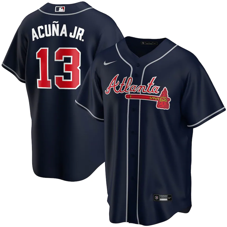Youth Atlanta Braves Ronald Acuña Jr. Navy Alternate Replica Player Jersey