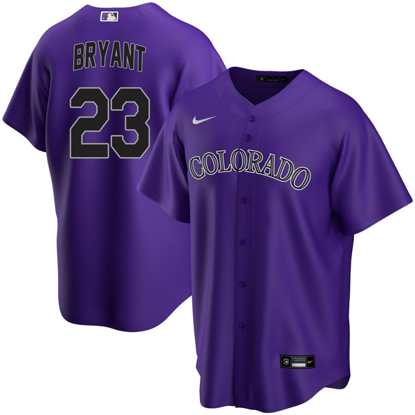 Men's Colorado Rockies Kris Bryant Purple Alternate Player Name Jersey
