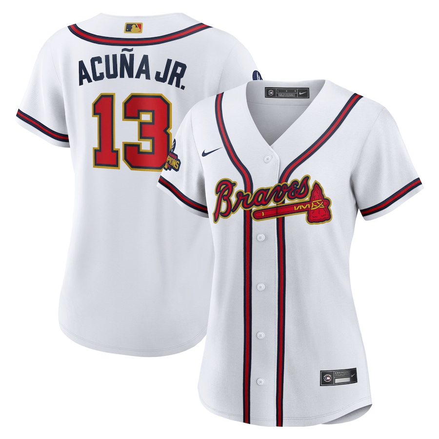 Women's Atlanta Braves Ronald Acuna Jr. White 2022 Gold Program Replica Player Jersey