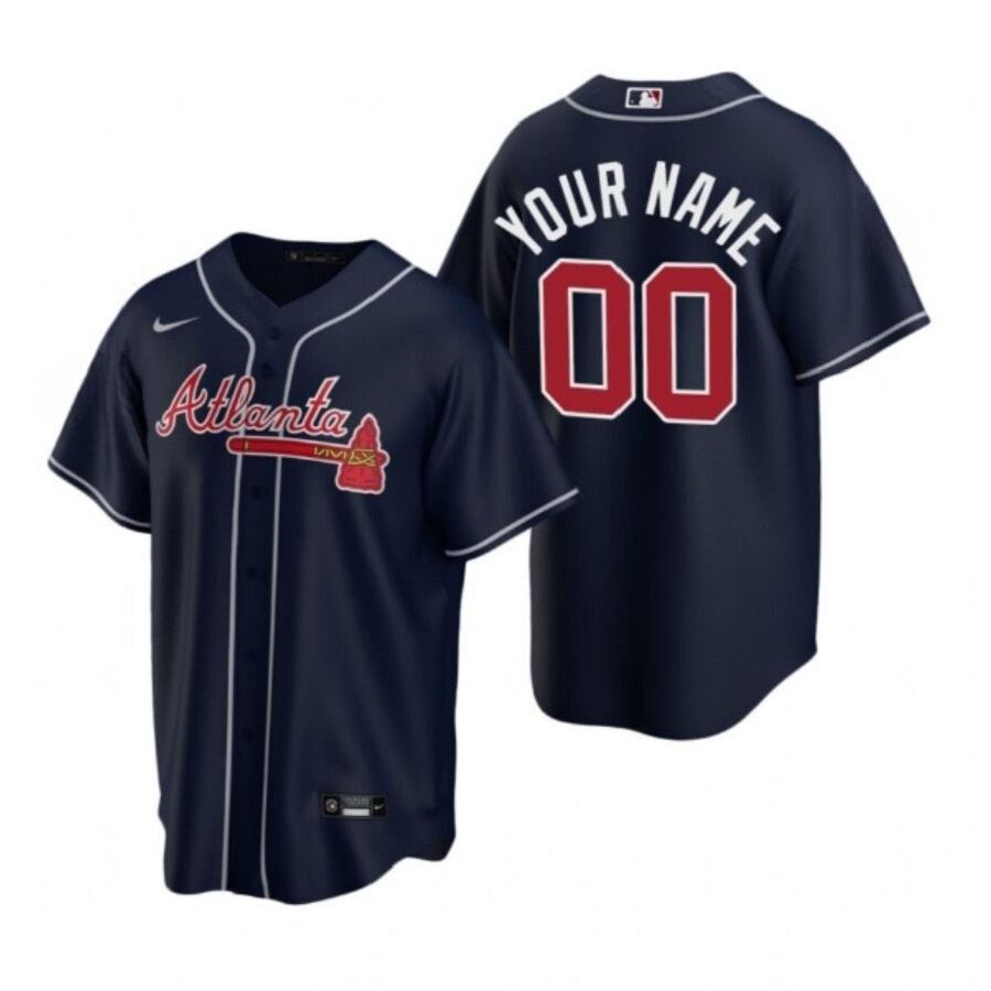 Custom Men's Atlanta Braves Navy Alternate Replica Jersey