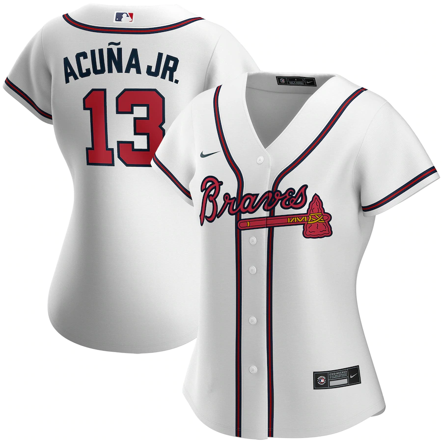 Women's Atlanta Braves Ronald Acuna Jr. White Home Replica Player Jersey