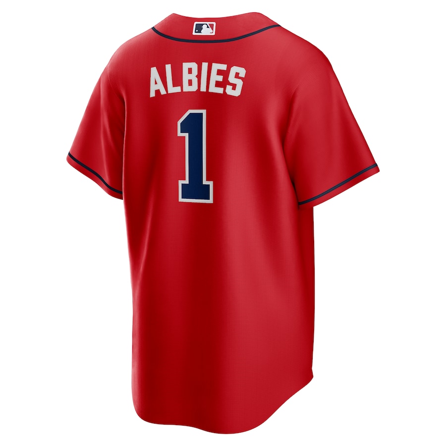Men's Atlanta Braves Ozzie Albies Red Alternate Replica Player Name Jersey