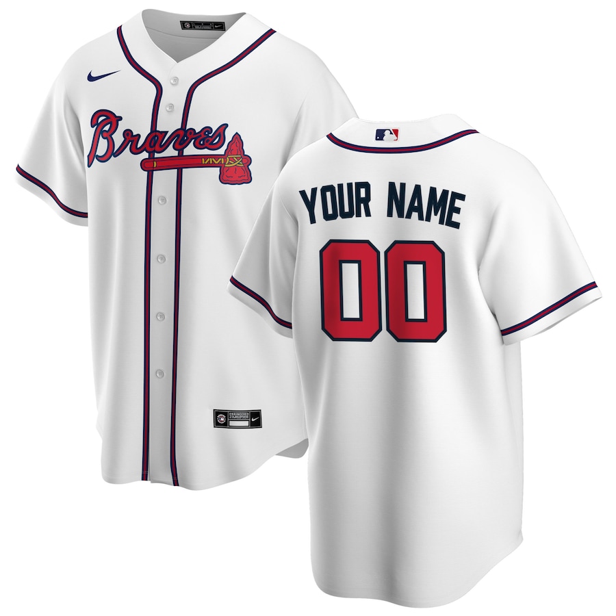 Custom Men's Atlanta Braves White Home Replica Jersey
