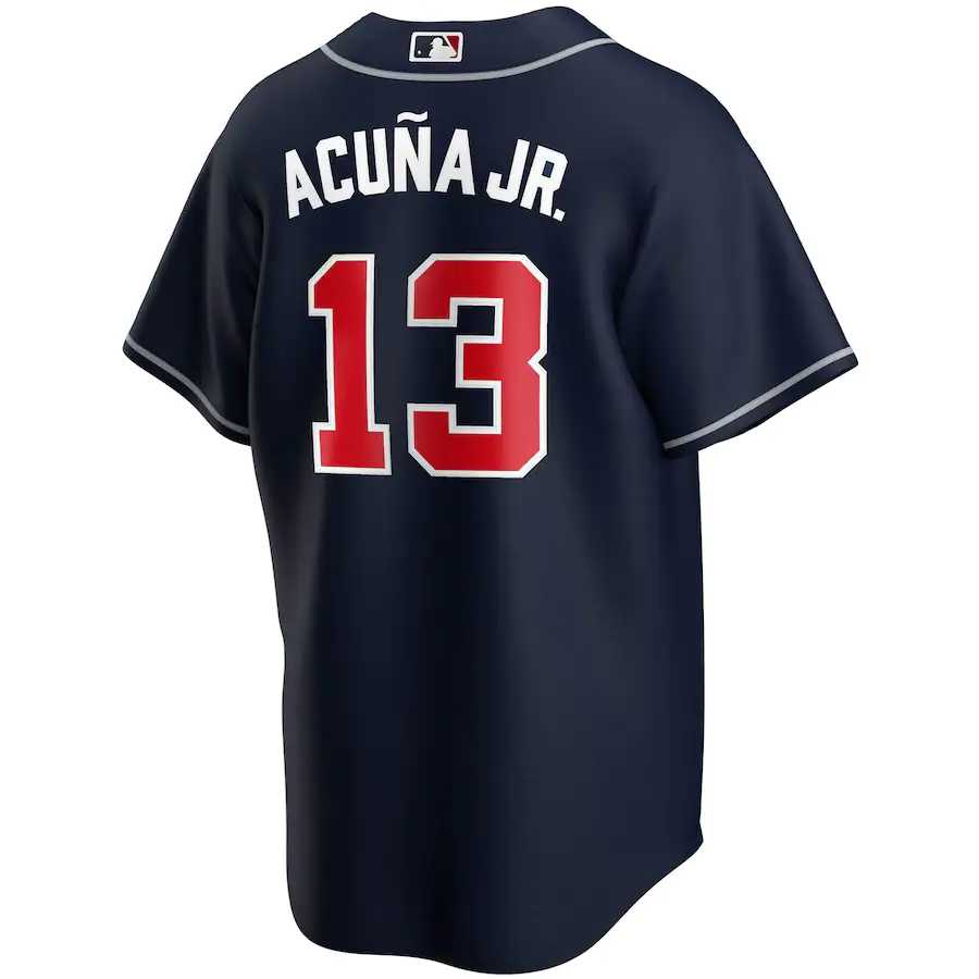 Youth Atlanta Braves Ronald Acuña Jr. Navy Alternate Replica Player Jersey