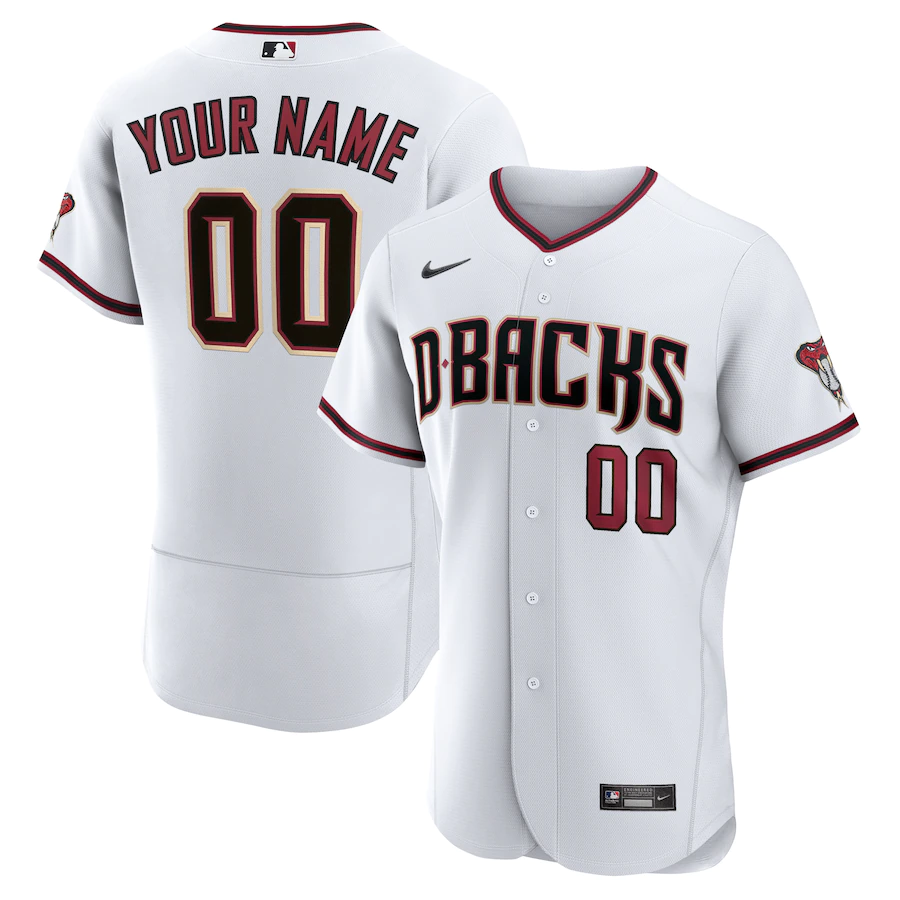 Custom Men's Arizona Diamondbacks White Home Authentic Jersey