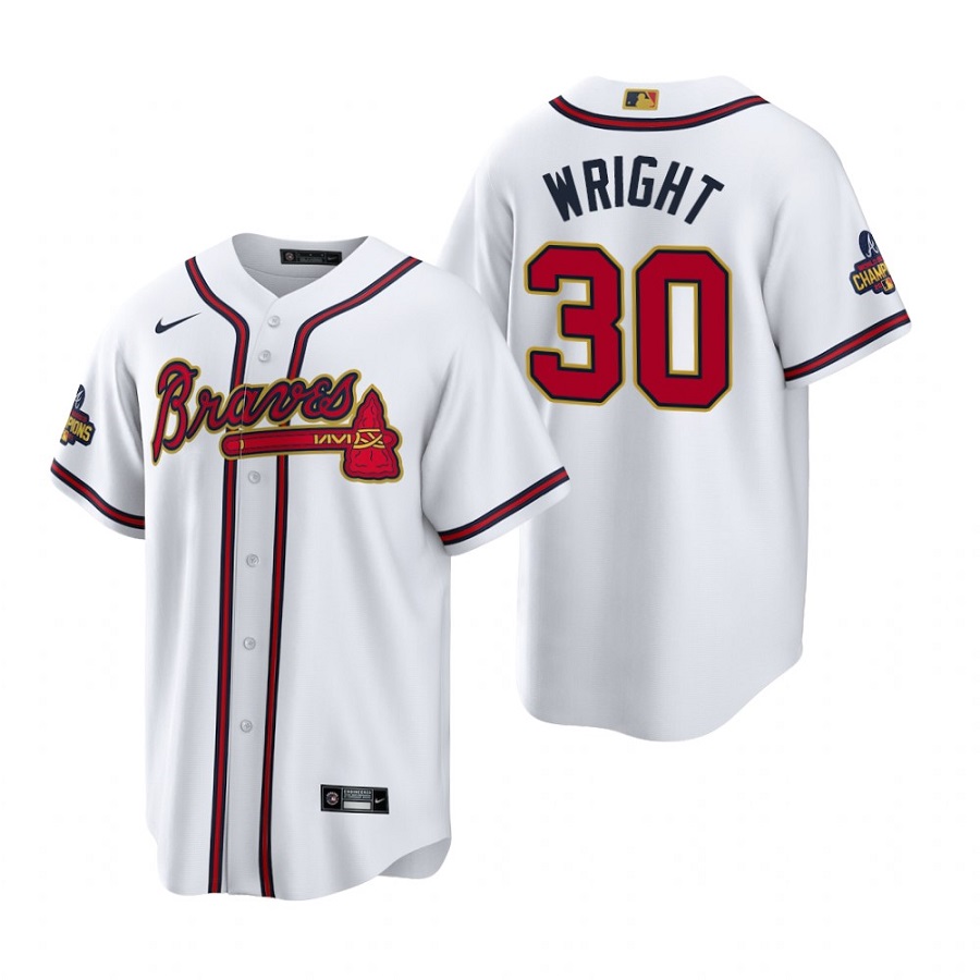 Men's Atlanta Braves Kyle Wright White 2022 Gold Program Player Jersey