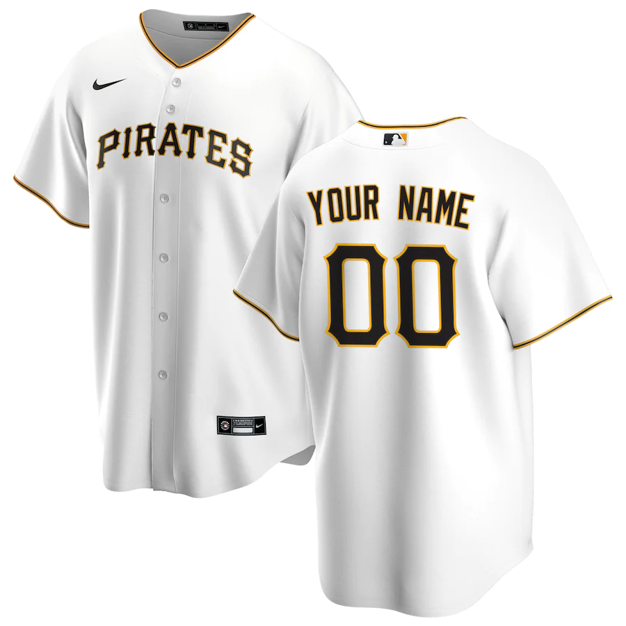 Custom Men's Pittsburgh Pirates White Home Replica Jersey