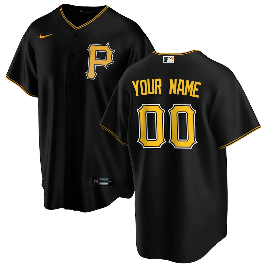 Custom Men's Pittsburgh Pirates Black Alternate Replica Jersey