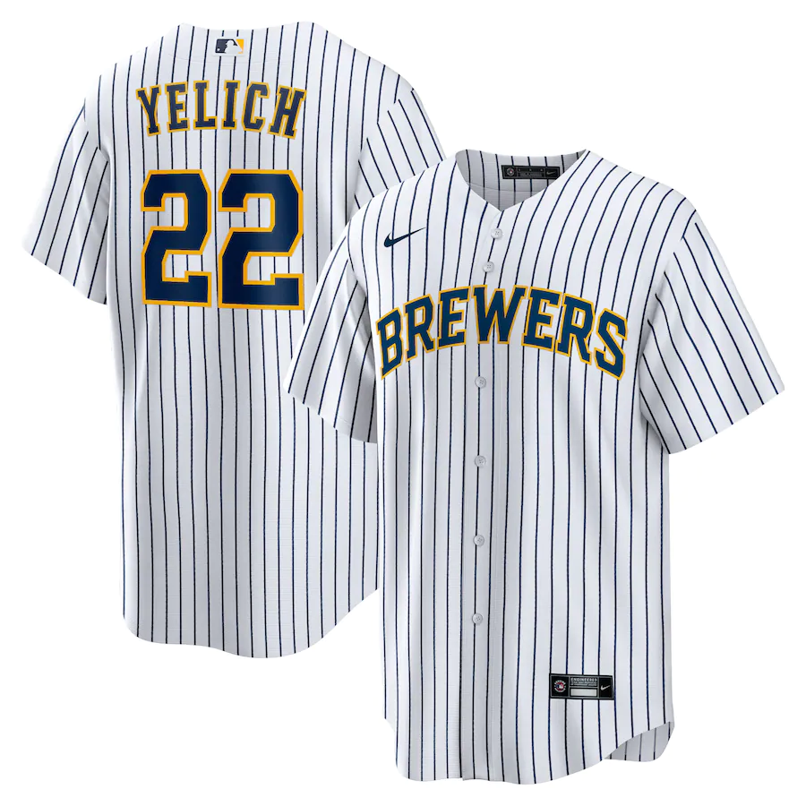 Men's Milwaukee Brewers Christian Yelich White Alternate Replica Player Jersey